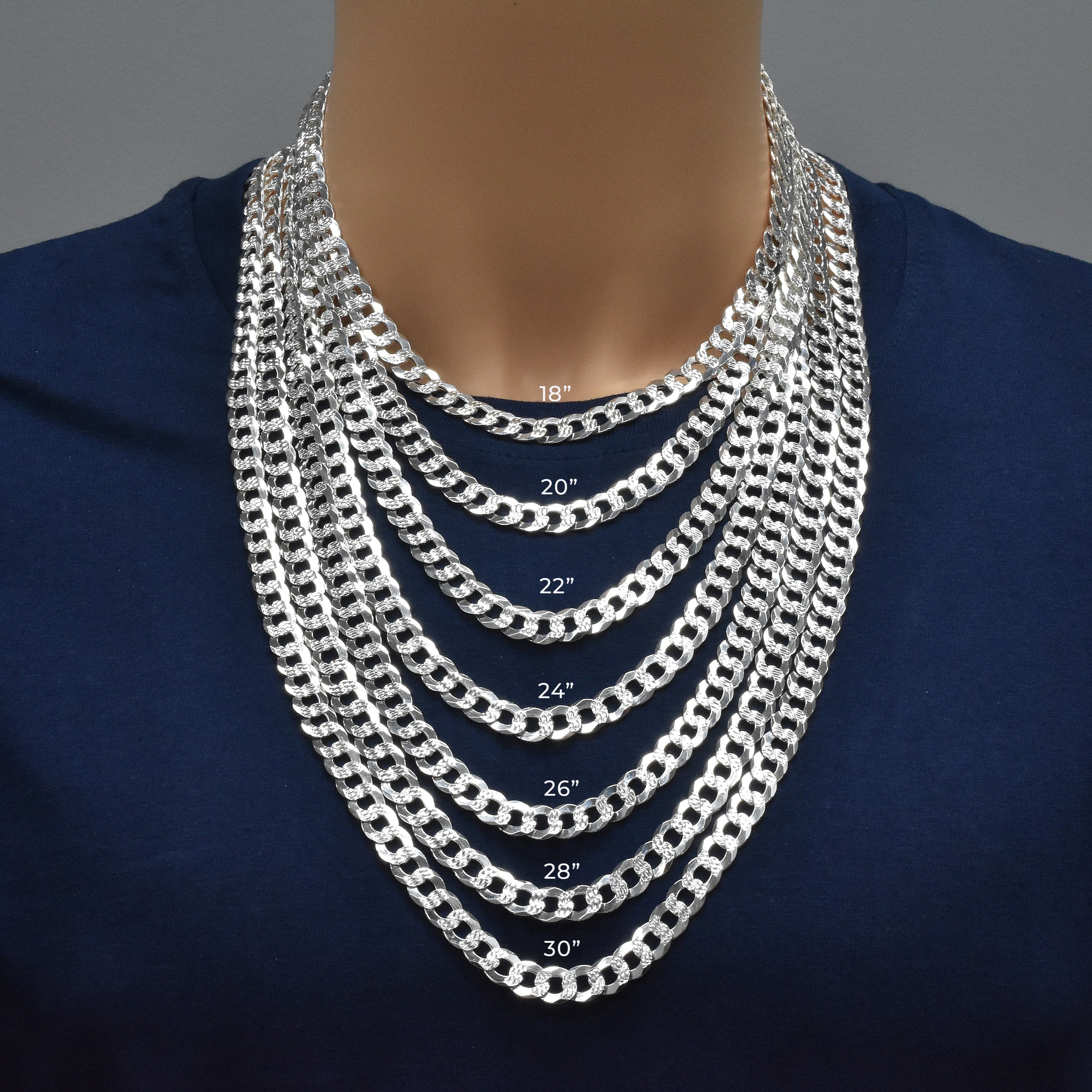 Curb 250 Cadena o pulsera lisa de 1 lado con corte de diamante y 1 lado de 8,9 mm - CH633