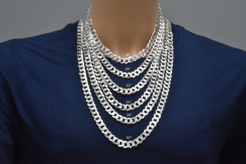 Curb 300 1 Side Diamond Cut 1 Side Plain Chain or Bracelet 10.8mm - CH634