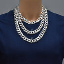 Curb 400 Cadena o pulsera lisa de 1 lado con corte de diamante y 1 lado de 16,4 mm - CH635A