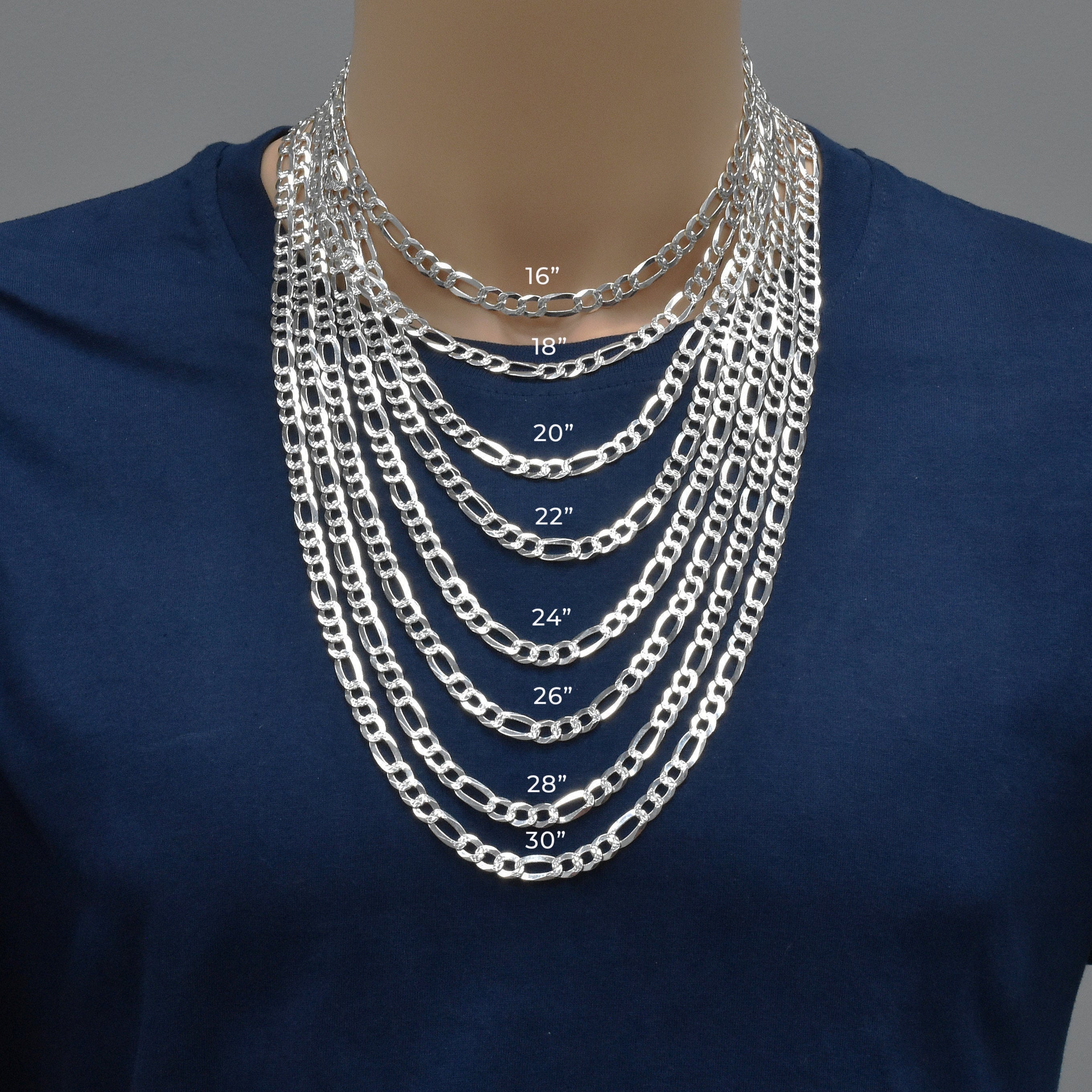 Diamond Cut Figaro 160 6.8mm Chain or Bracelet - CH637B