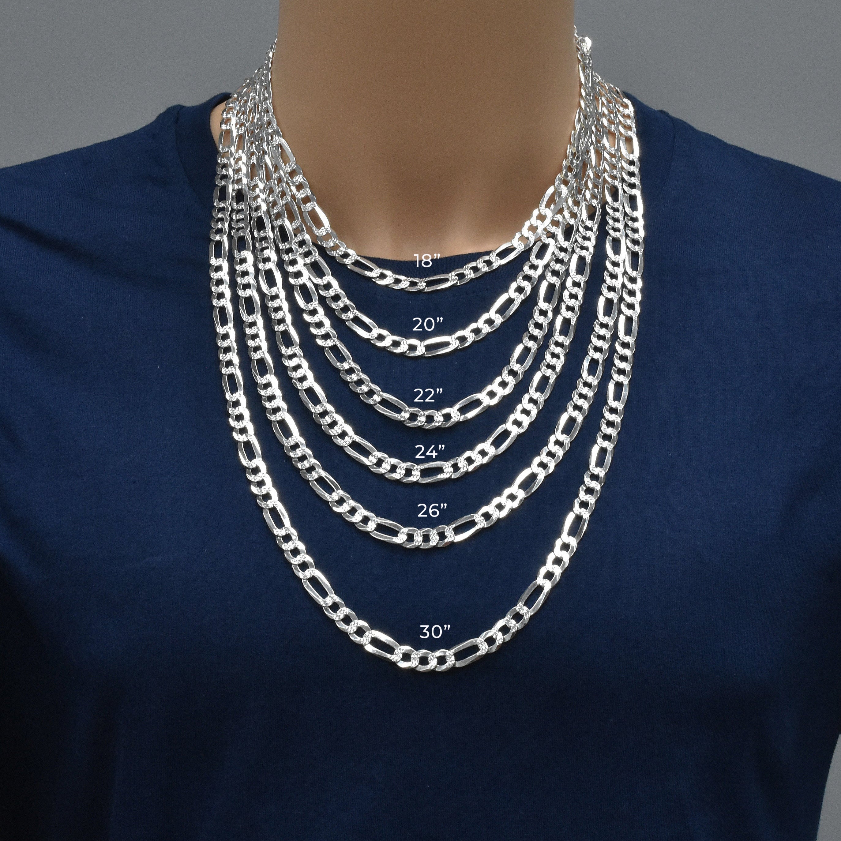 Diamond Cut Figaro 180 Bracelet and Chain 7.8mm - CH638