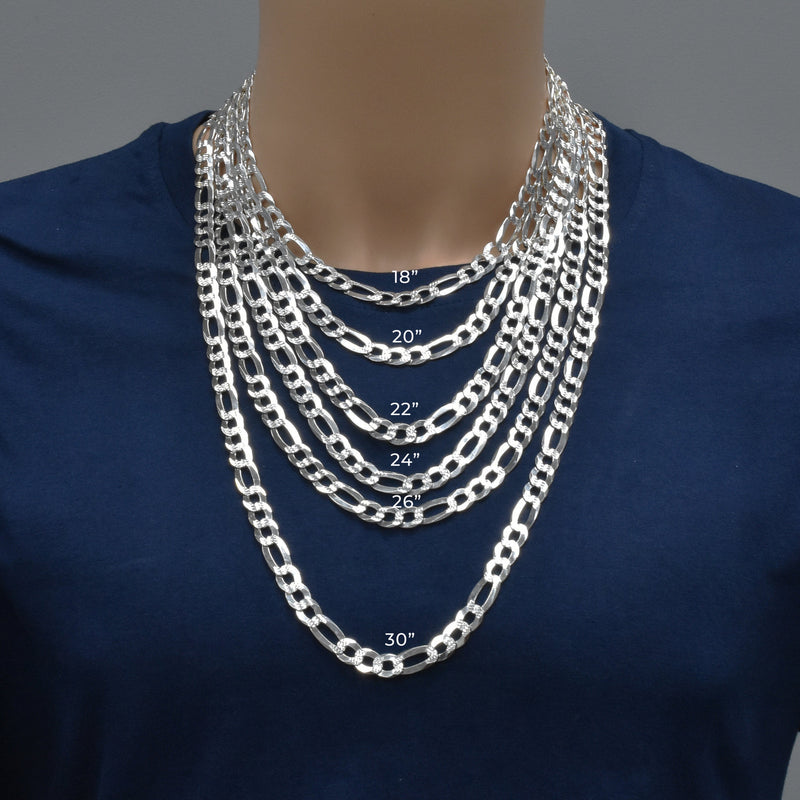 Cadena o pulsera Figaro 250 de 10 mm con corte de diamante - CH640