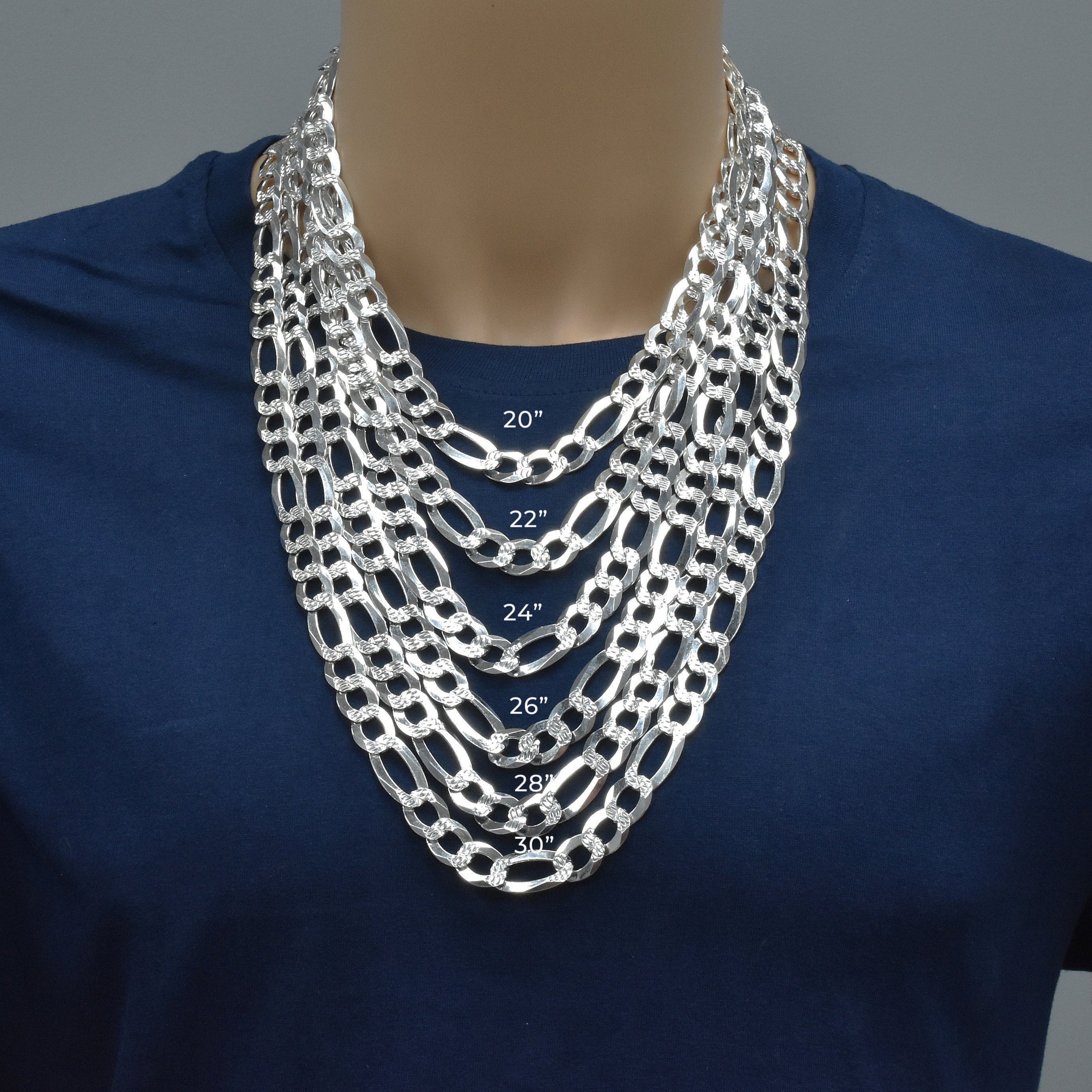 Diamond Cut Figaro 300 11.9mm Chain or Bracelet - CH641