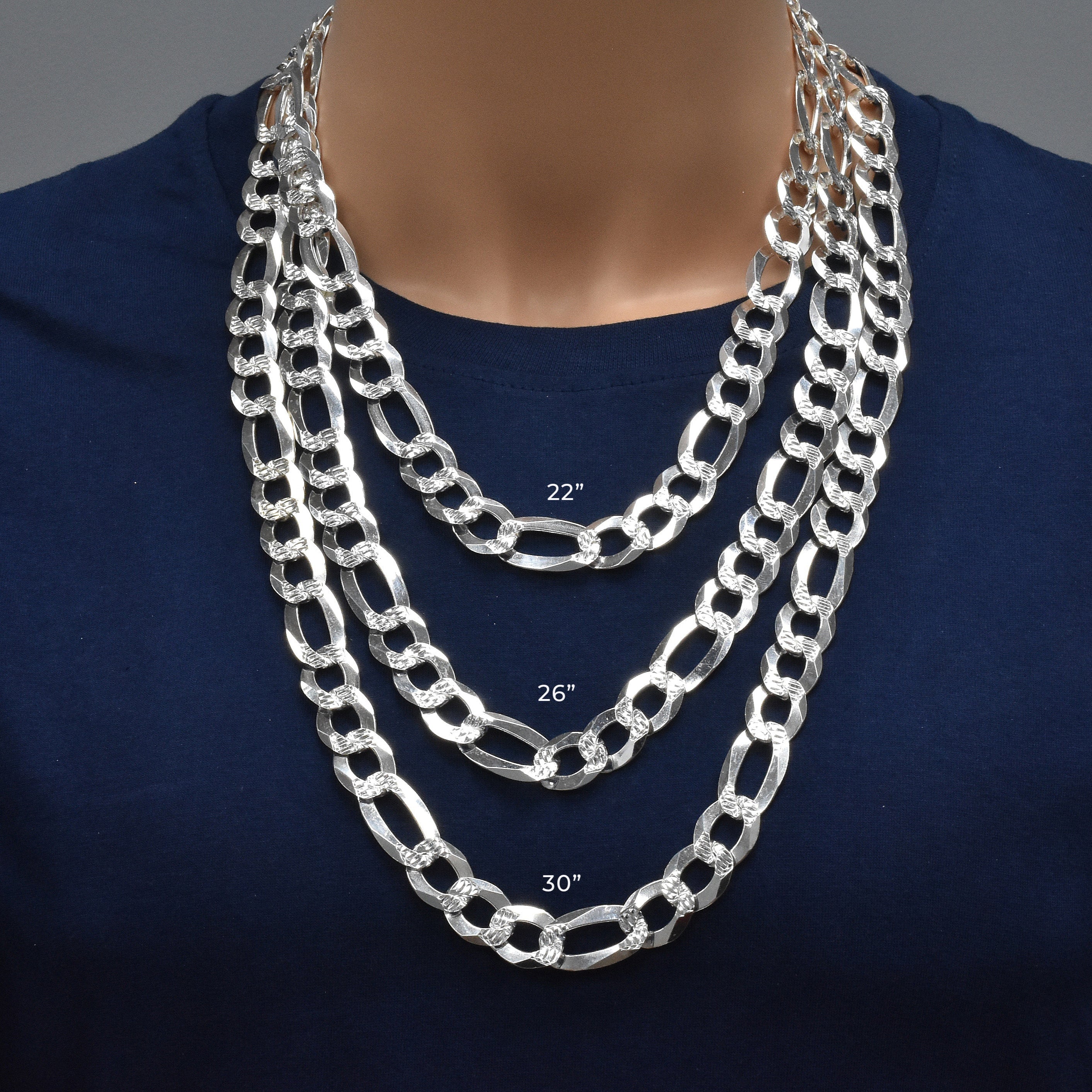 Cadena Figaro 350 con corte de diamante de 14 mm - CH642