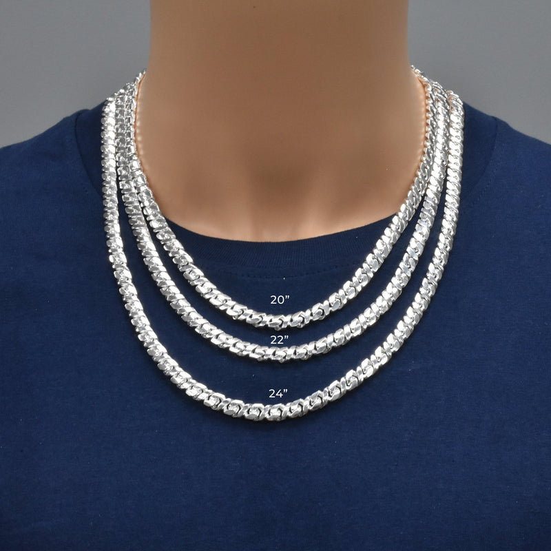 Cadena de 6,8 mm con corte de diamante cubano de dólar de plata de ley 220 - CH830