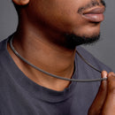 925 Sterling Silver Miami Curb Platinlux Plated One Sided Pyramid Pave 150 4.8mm Chain - CH954 BLK