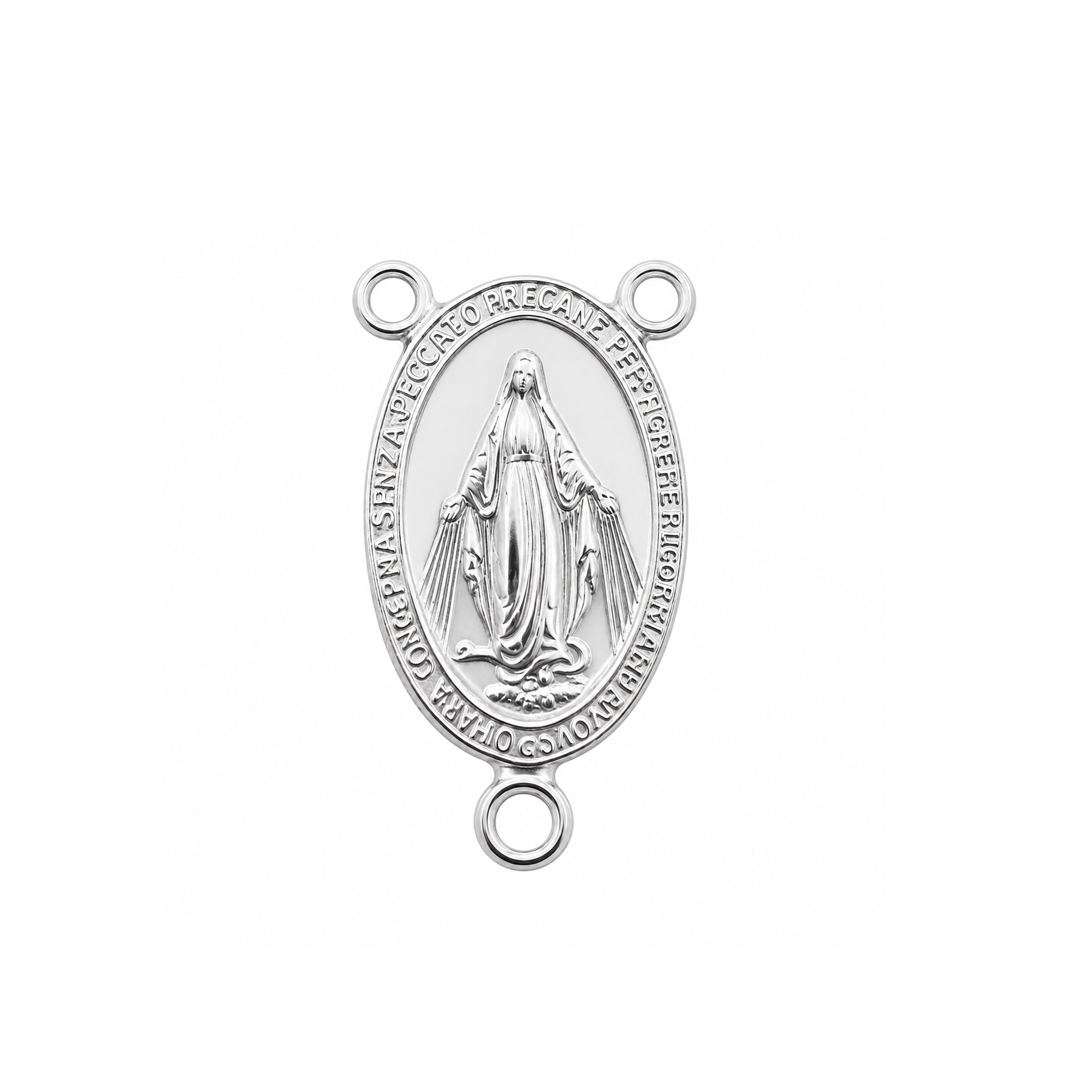 925 Sterling Silver Miraculous Virgin Mary Rosary Connector Medal Charm- CHARM00183