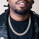 Gold Plated 925 Sterling Silver CZ Encrusted Curb Chain or Bracelet 11.7mm - CHCZ104 GP