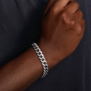 Rhodium Plated 925 Sterling Silver CZ Encrusted Curb Chain or Bracelet 11.7mm - CHCZ104 RH
