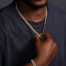 Gold Plated 925 Sterling Silver CZ Encrusted Curb Chain or Bracelet 8.9mm - CHCZ105 GP