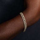 Gold Plated 925 Sterling Silver CZ Encrusted Curb Chain or Bracelet 8.9mm - CHCZ105 GP