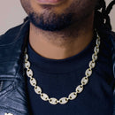 Gold Plated 925 Sterling Silver CZ Encrusted Oval Link Chain or Bracelet 11.8mm - CHCZ106 GP