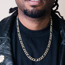 Cadena o pulsera Figaro de plata de ley 925 bañada en oro con incrustaciones de circonitas de 8,2 mm - CHCZ112 GP