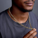 Cadena o pulsera Figaro de plata de ley 925 bañada en oro con incrustaciones de circonitas de 8,2 mm - CHCZ112 GP