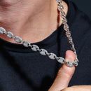 Rhodium Plated 925 Sterling Silver CZ Encrusted Oval Link Chain or Bracelet 8mm - CHCZ113 RH