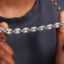 Rhodium Plated 925 Sterling Silver CZ Encrusted Oval Link Chains 10.5mm - CHCZ114 RH