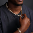 Cadena o pulsera de eslabones ovalados de 10,5 mm con incrustaciones de circonitas cúbicas en plata de ley 925 bañada en oro - CHCZ114 GP