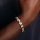 Cadena o pulsera de eslabones ovalados de 10,5 mm con incrustaciones de circonitas cúbicas en plata de ley 925 bañada en oro - CHCZ114 GP