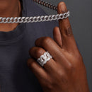 Anillo de plata de ley 925 con rodio y circonitas incrustadas para hombre - GMR00371