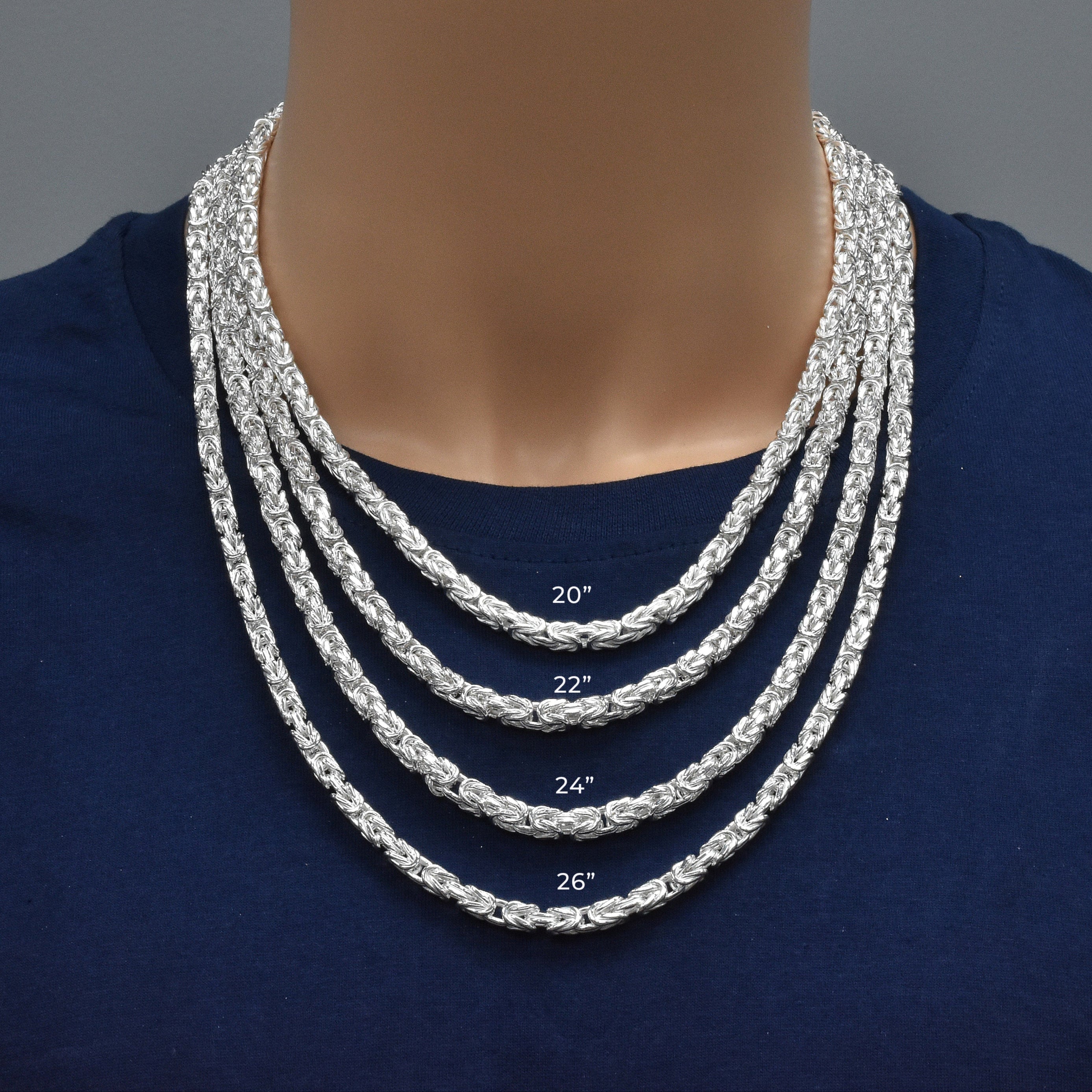 Cadena bizantina antideslustre de plata de ley 925 de 4,2 mm - CHHW127