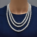 925 Sterling Silver Anti Tarnish Flat Byzantine 8.1mm Chain and Bracelet - CHHW129