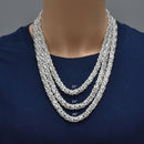 925 Sterling Silver Anti Tarnish Flat Byzantine 9.4mm Chain and Bracelet - CHHW130