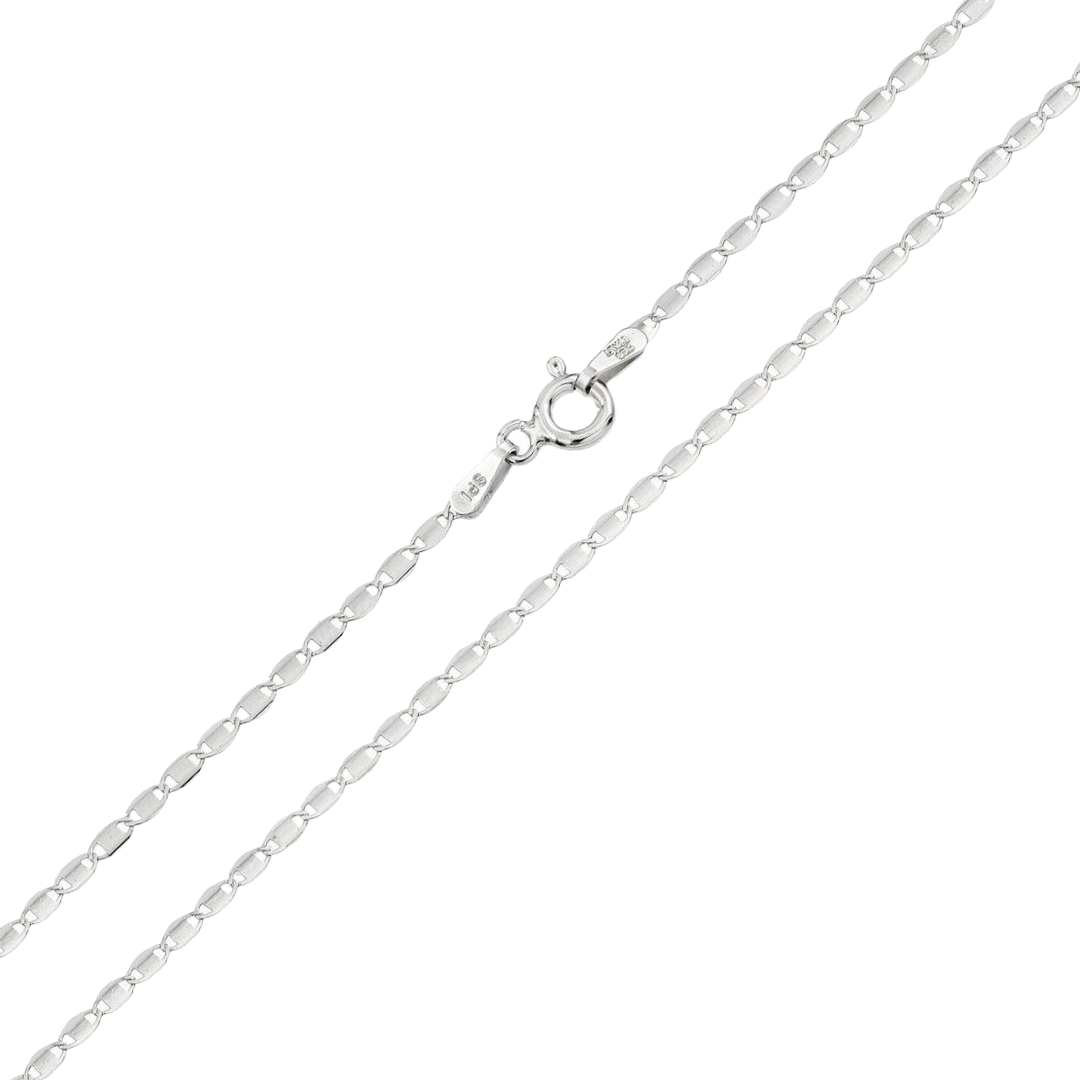 Cadena de Confeti Ovalada de Plata Esterlina 925