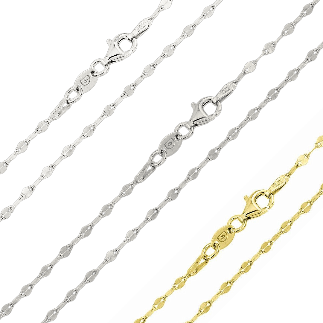 925 Sterling Silver Moka Confetti Chain