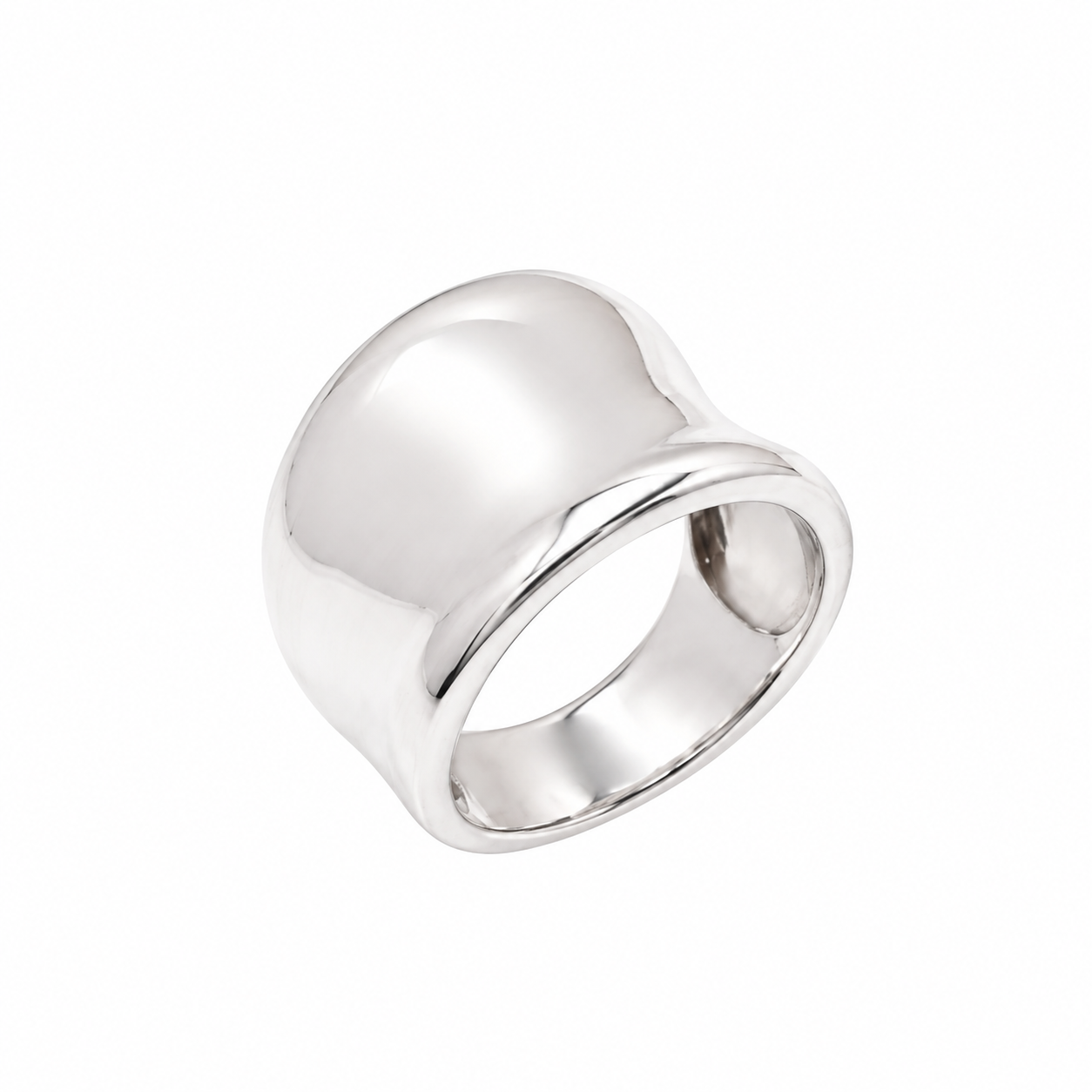 High Polished 925 Sterling Silver Thick Concaved Ring - CR00738