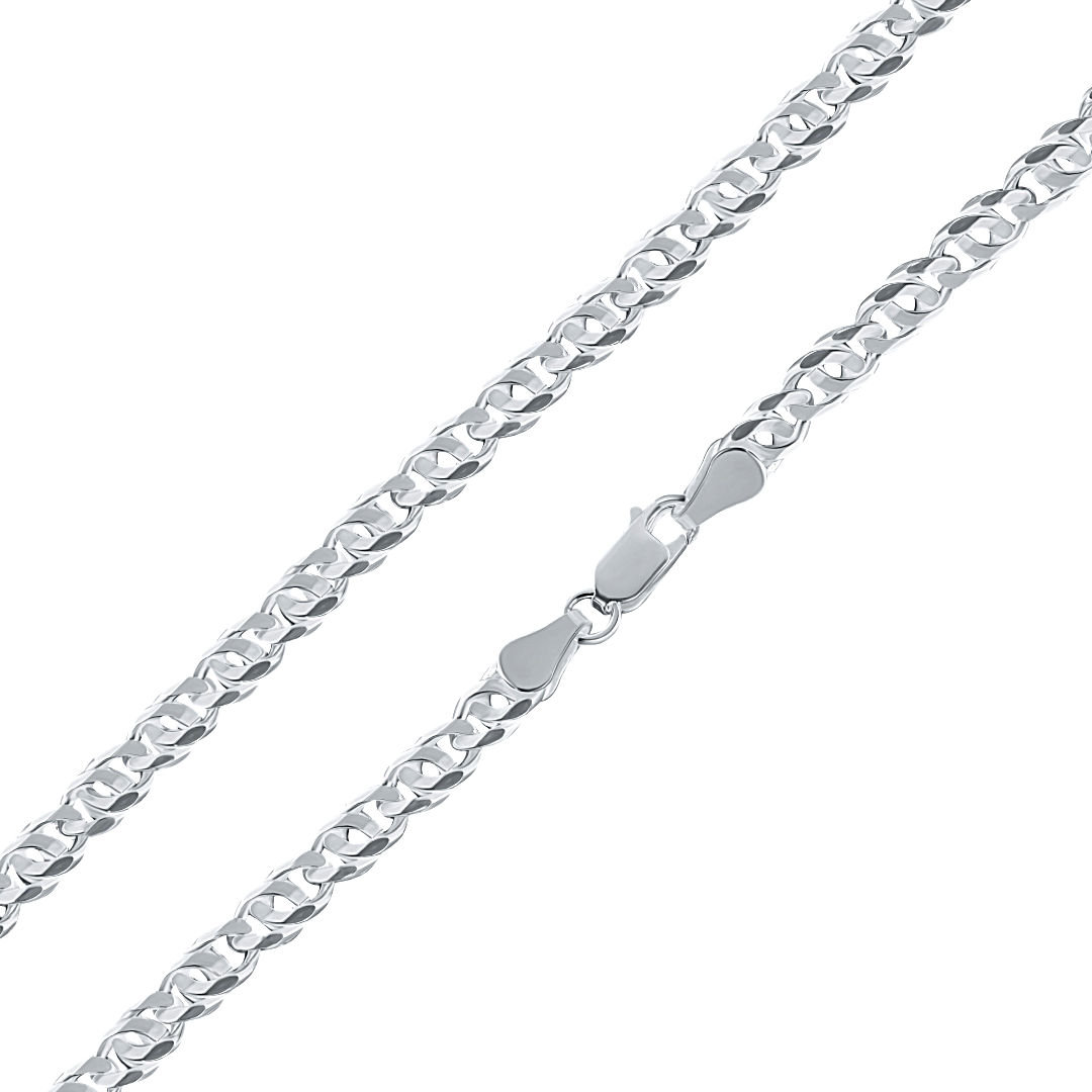 925 Sterling Silver Diamond Cut Bird Eye Curb Chain