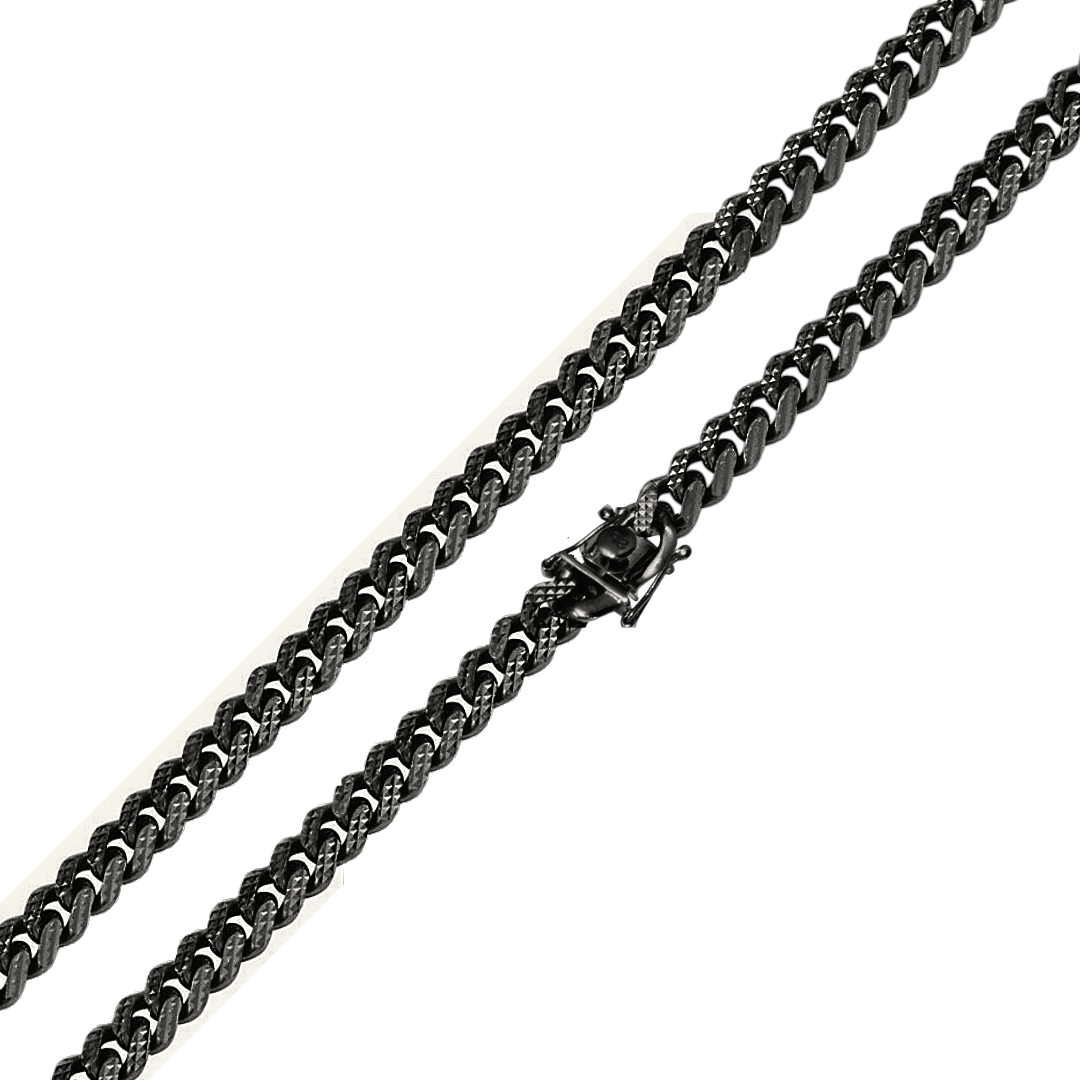 925 Sterling Silver Curb Pyramid Pave Box Lock Chain or Bracelet