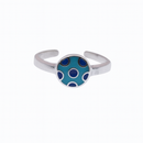 Silver 925 Rhodium Plated Blue Enamel Polka Dot  Toe Ring - CZTR016