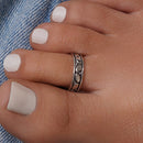 Silver 925 Rhodium Plated Rock Toe Ring - CZTR7