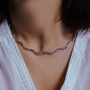 Silver 925 Rhodium Plated Snake Wrap Entangling Necklace - DIN00009RH