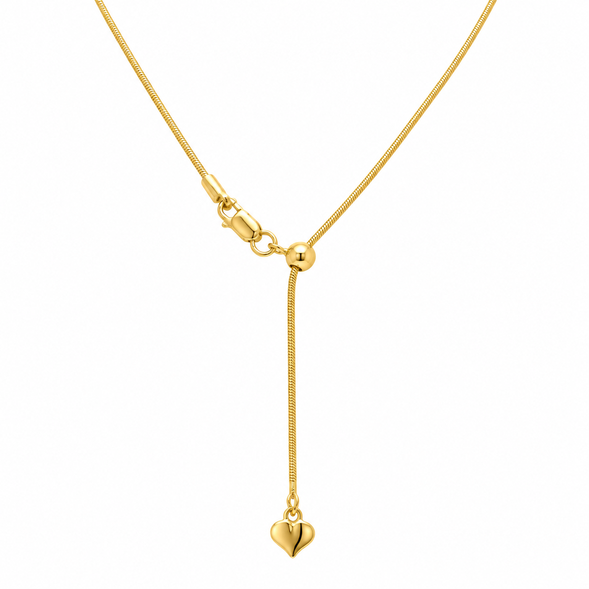 Cadena Deslizante Cuadrada Serpiente Ajustable Chapada en Oro Plata 925 con Cuenta - DIN00027GP