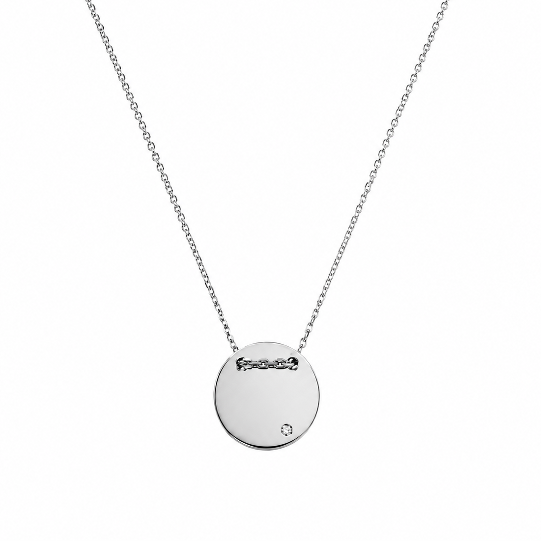 Collar circular grabable de plata de ley 925 rodiada con circonita - DIN00080RH