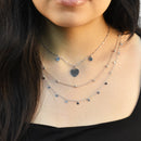 Collar de disco de confeti en plata de ley 925 rodiada - DIN00097RH