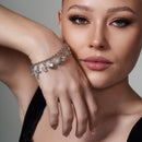 Pulsera con dijes múltiples de plata 925 chapada en rodio - DSB00003