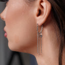 Pendientes de tuerca de estrella abierta colgantes de alambre múltiple chapados en rodio de plata 925 - DSE00027