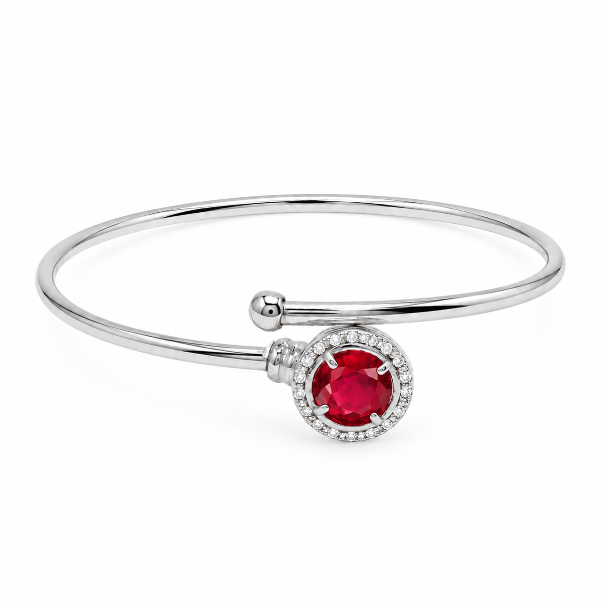 Clearance-Rhodium Plated 925 Sterling Silver Wrap Around CZ Italian Cuff Bracelet - ECB00049