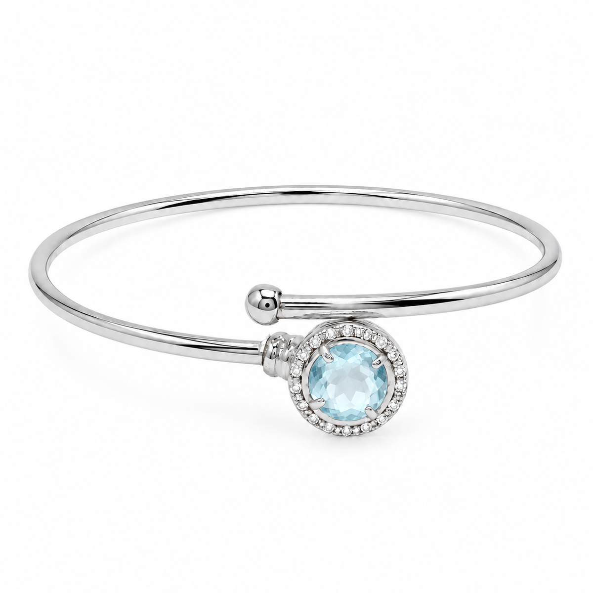 Clearance-Rhodium Plated 925 Sterling Silver Wrap Around CZ Italian Cuff Bracelet - ECB00049
