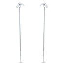 Rhodium Plated 925 Sterling Silver Multi Herringbone Dangling Crescent Stud Earrings - ECE00066RH