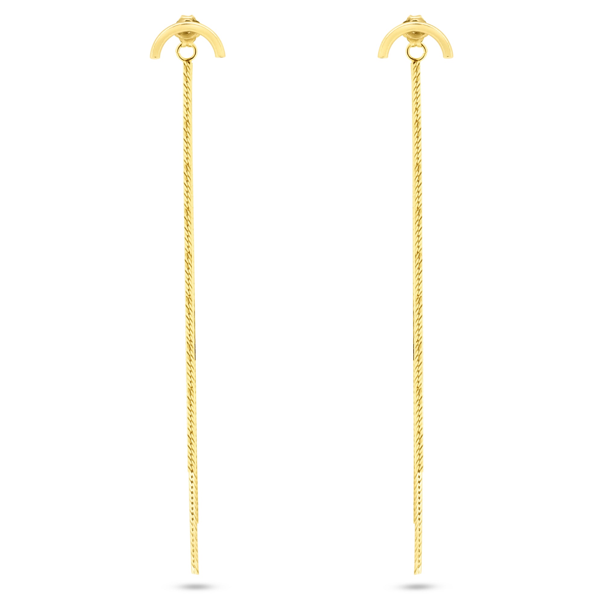 Pendientes colgantes de media luna con múltiples espigas en plata de ley 925 bañados en oro - ECE00066GP