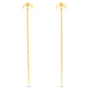 Gold Plated 925 Sterling Silver Multi Herringbone Dangling Crescent Stud Earrings - ECE00066GP