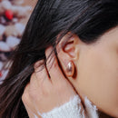 Silver 925 Rose Gold Plated Crescent Stud Electroformed Hollow Earrings - ECE005RGP