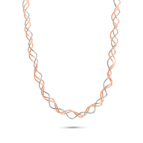 Sterling Silver 2 Toned Rose Gold and Rhodium Plated Triple