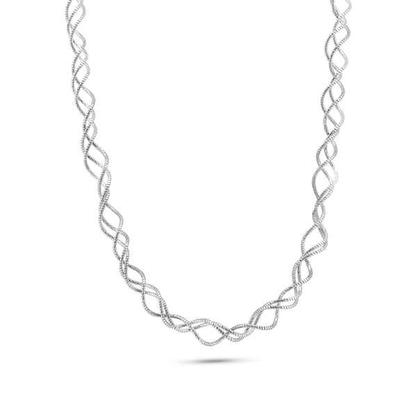 Sterling Silver Rhodium Plated Triple Twisted Italian Necklace - ECN00003RH
