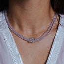 Collar Plata 925 Rodiada Malla con Piedras Cristales - ECN00010RH