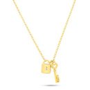 Gold Plated 925 Sterling Silver Love Key and Lock Necklace - ECN00070GP