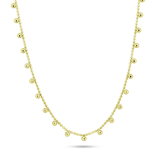 Silver 925 Gold Plated Multi Beaded Dangling Necklace - GCP00005-GP